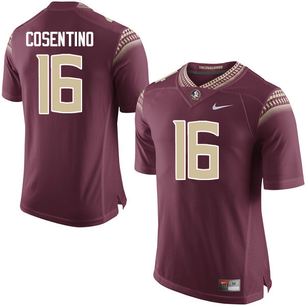 Men #16 J.J. Cosentino Florida State Seminoles College Football Jerseys-Garnet